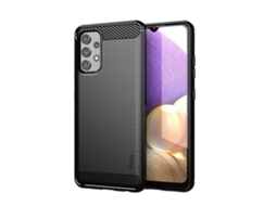 Capa De Tpu Macio Com Textura Escovada Em Fibra De Carbono Para Samsung Galaxy A32 4g (versão Ue) Mofi Gentleness Series (preta)