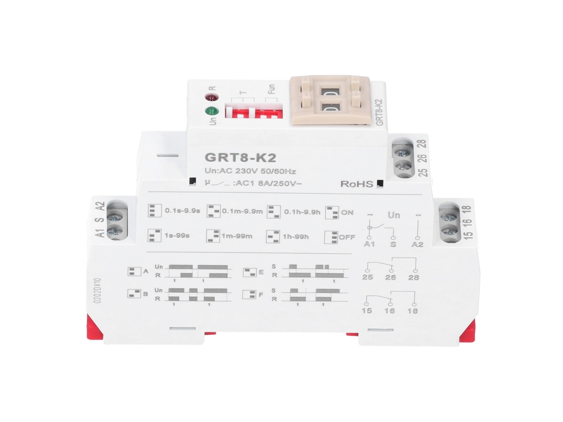 Relé De Tiempo Ac230 50/60hz Grt8-k2 2no 2nc 4 Modos Retardo 0.1s-99h Precisión Alta