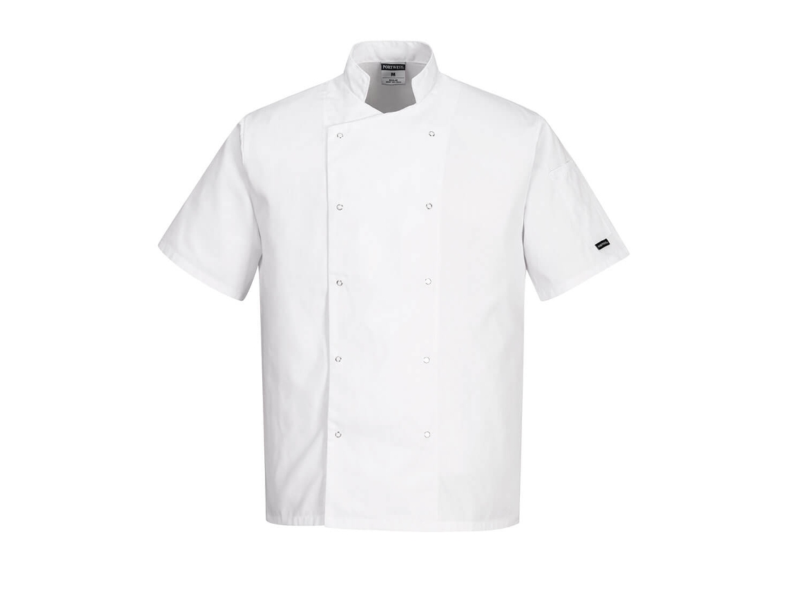 Jaqueta De Cozinha De Manga Curta Cumbria Modernidade E Conforto / Branco / M Portwest