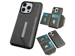 Suporte Casa Para Iphone 13 Pro Max Pele Sintética Cinzento