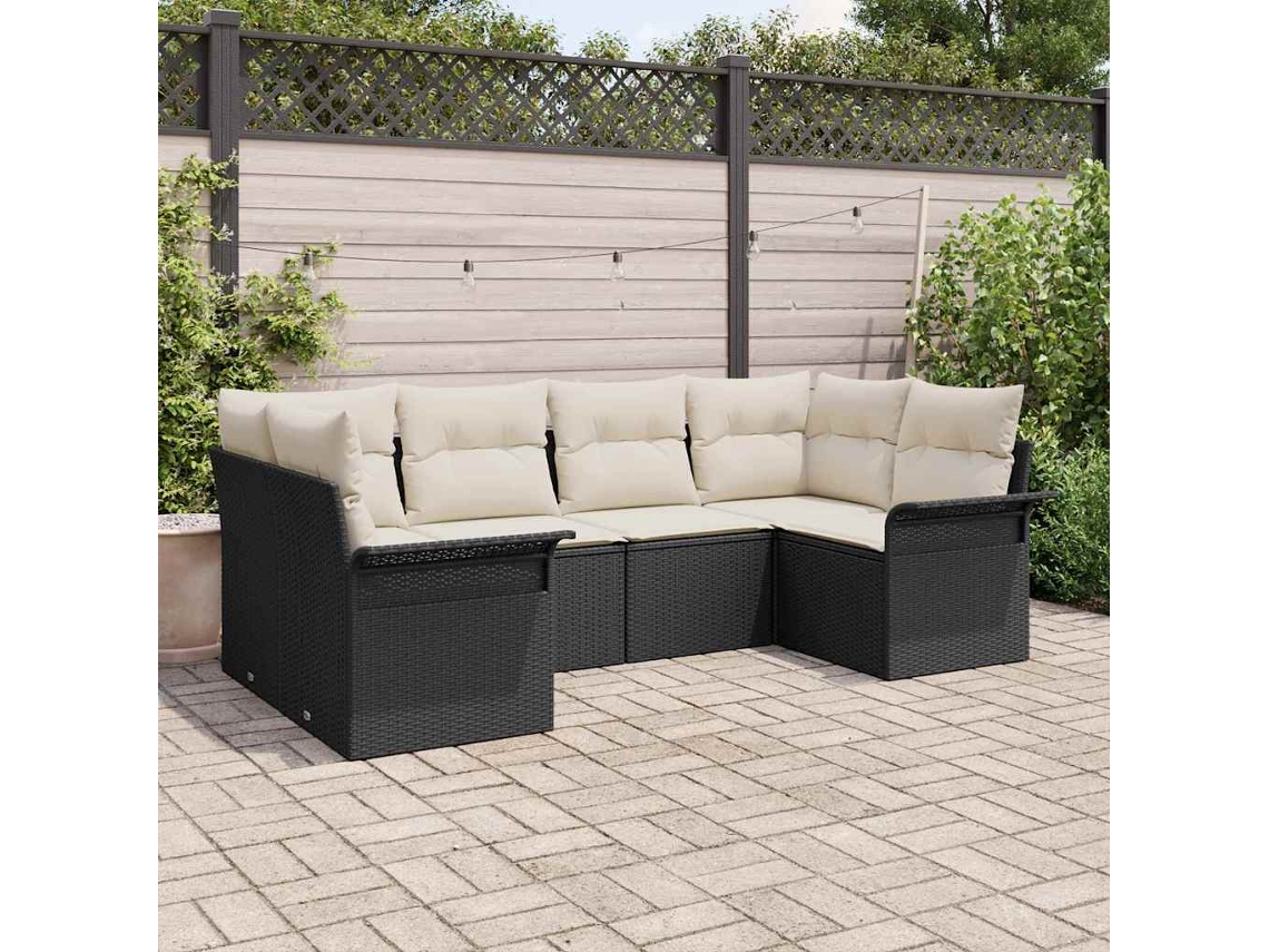 Vidaxl Conjunto De Sofá De Jardim 6 Unid. Preto Rattan Sintético