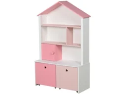 Estante Infantil Mdf e Pp Cor Rosa e Branco 80x34x130cm Homcom