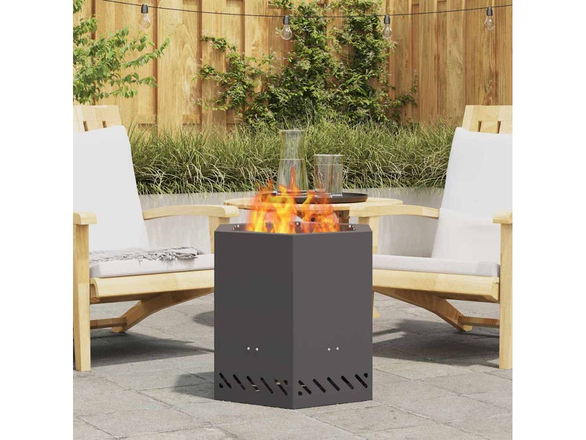 Vidaxl Bowl De Fogo Sem Fumaça Preto 48 X 48 X 51 Cm Aço Corten