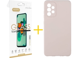 Capa e Película de Vidro Samsung A72 5G ACCETEL Silicone Líquido Rosa