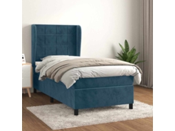 Vidaxl Cama Com Molas/colchão 100x200 Cm Veludo Azul-escuro