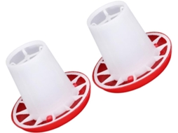 Conjunto De 2 Comedouros De Plástico Vermelho Para Galinhas, Resistentes A Quedas.