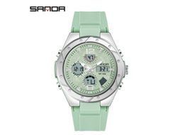 Relógio MDUG feminino verde matcha, esportivo, à prova d'água, multifuncional luminoso