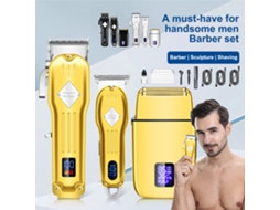 Kit De Tosa Elétrica Para Homem Sem Fio Com Tijela De Aparo, Trimmer E Lcd, 9 Pentes Guia, Presente Masculino