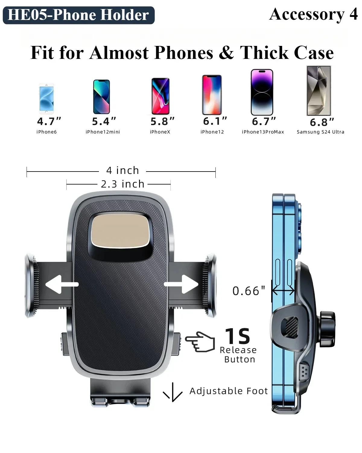 Suporte Metálico Hipacool De Dupla Posição Para Celular, Compatível Com Tesla Model 3 Highland Y (acessório 4).