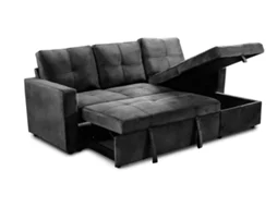 Sofá-Cama Chaise Longue Pau (Preto - 215x85x135 cm)