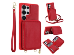 Capa Multifuncional De Couro Para Celular Com Compartimento Para Cartão, .vermelho Samsung S23
