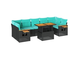Maison Exclusive - 8 Pcs Conjunto Sofás De Jardim Com Almofadões Vime Pe Preto