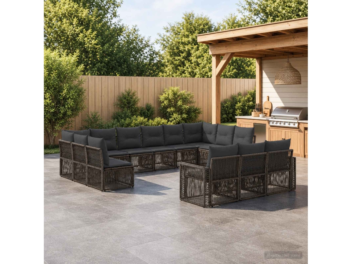 Vidaxl Conjunto De Sofá De Jardim 13 Unid. Cinza E Cinza Escuro