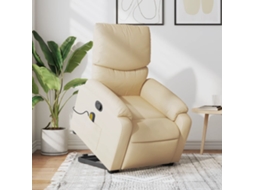 Vidaxl Poltrona Elevatória De Massagens Tecido Cor Creme