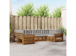 Vidaxl Conjunto De Sofás Para Exterior 6 Pcs Cinza Natural E Claro