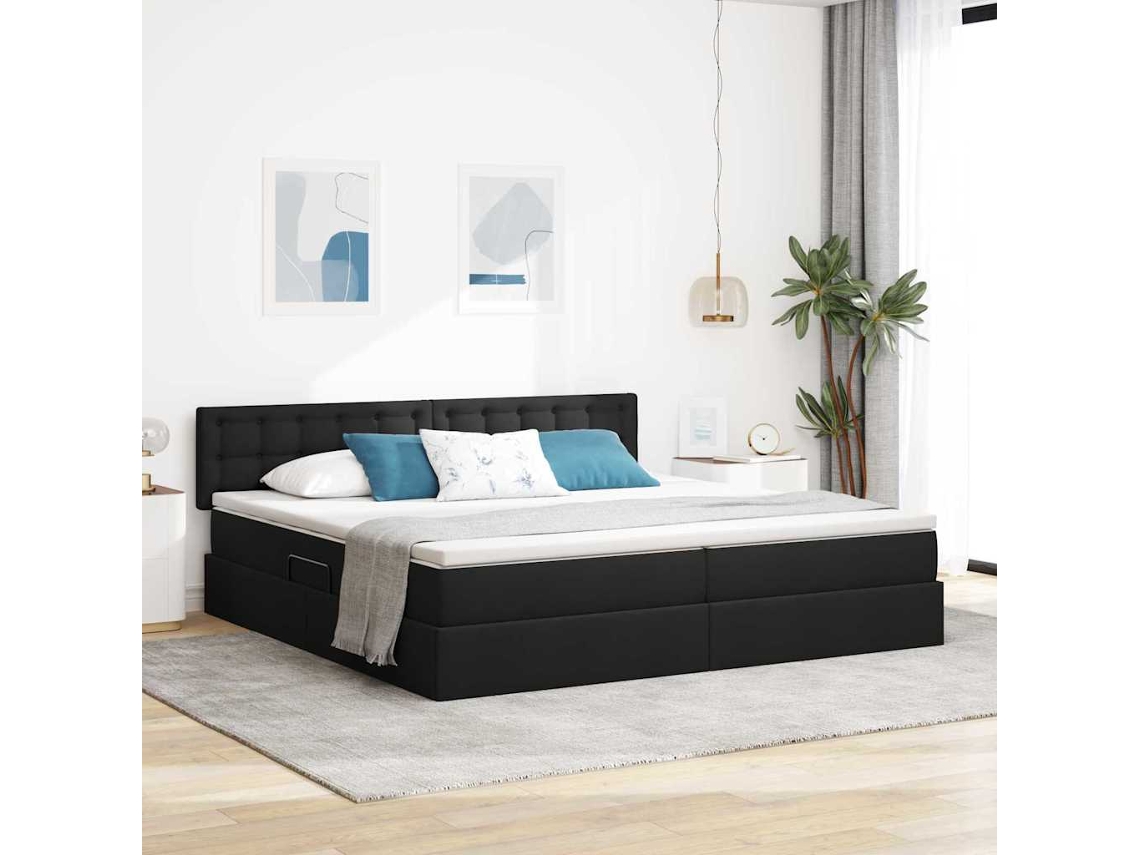 Vidaxl Cama com Arrumação e Colchão com Colchão Preto 200 X 200 Cm