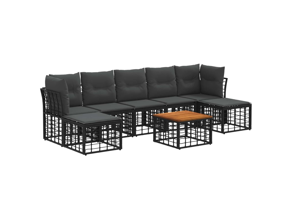 Vidaxl Conjunto de Sofás para Exterior 8 Pcs Preto e Cinza Escuro