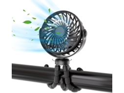Ventilador para carrinho de bebê, portátil, 3 velocidades, rotação de 360°, bateria recarregável BRILVIBERA