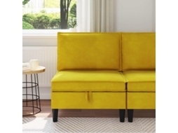 Vidaxl Sofá Com Armazenamento Amarelo Veludo