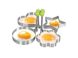Molde Para Huevos Fritos De Acero Inoxidable Antiadherente, 4 Formas Diferentes Para Sartén, Ideal Para Pancakes Y Omelettes