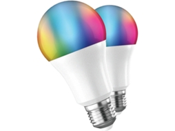 Pack 2 Lâmpadas Inteligentes MUVIT iO E27 RGB — Pack 2 lampadas A60. E27 800lm. 9W. RGB+CCT. D60*H118