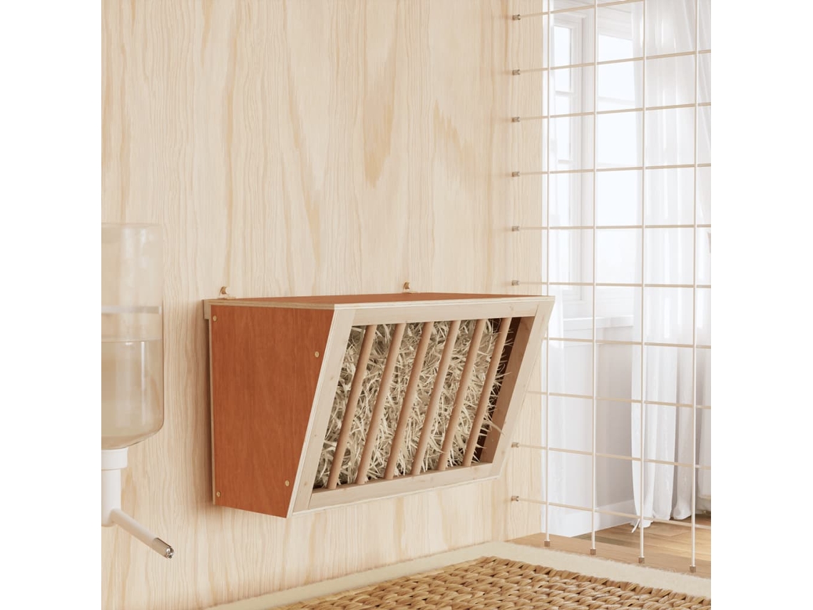 Vidaxl Comedouro Para Coelhos 37x18,5x23 Cm Madeira De Abeto Maciça