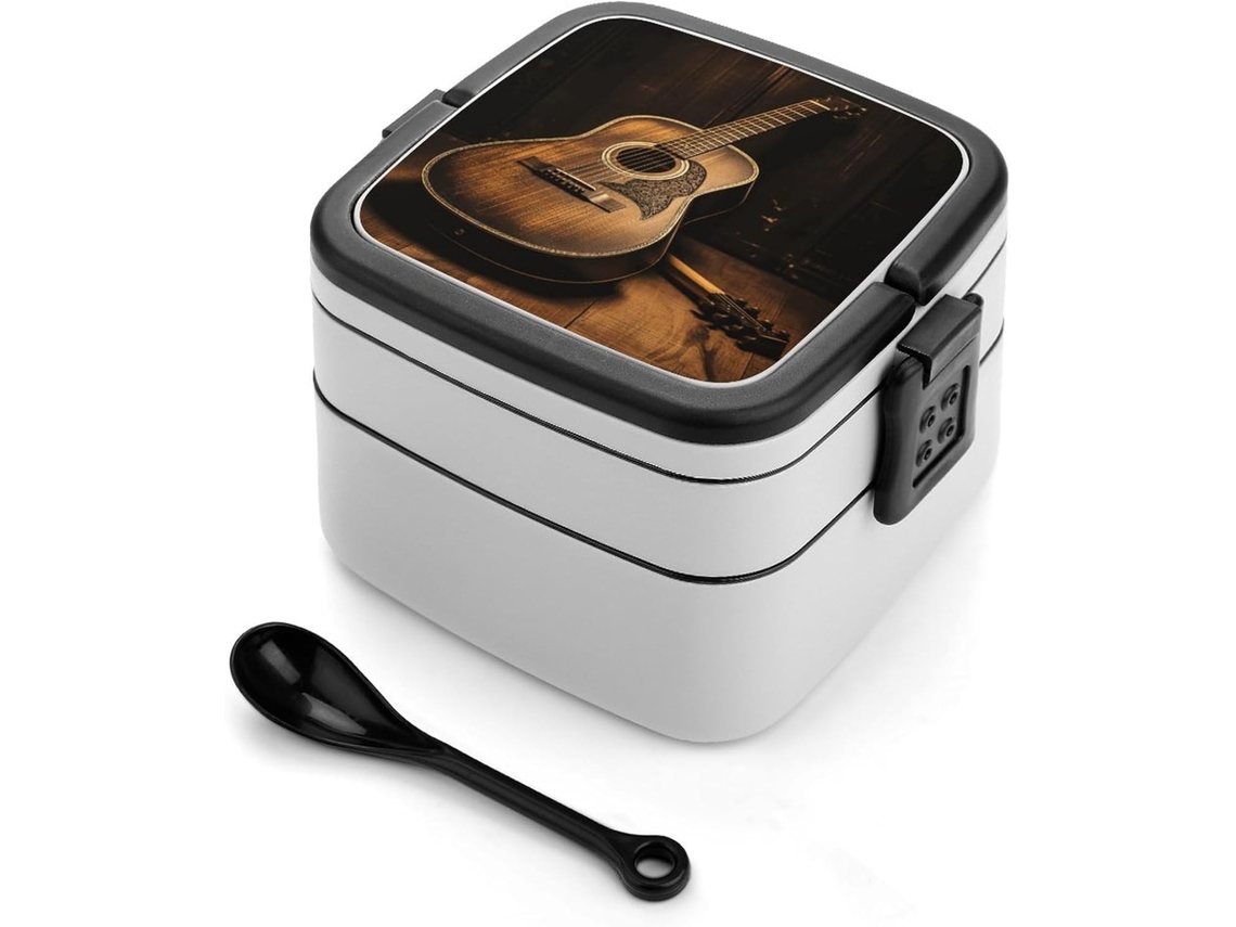 Marmita Bento Guitarra Do Velho Oeste Empilhável Para Adultos, À Prova De Vazamentos, Grande, Com Colher, Ideal Para