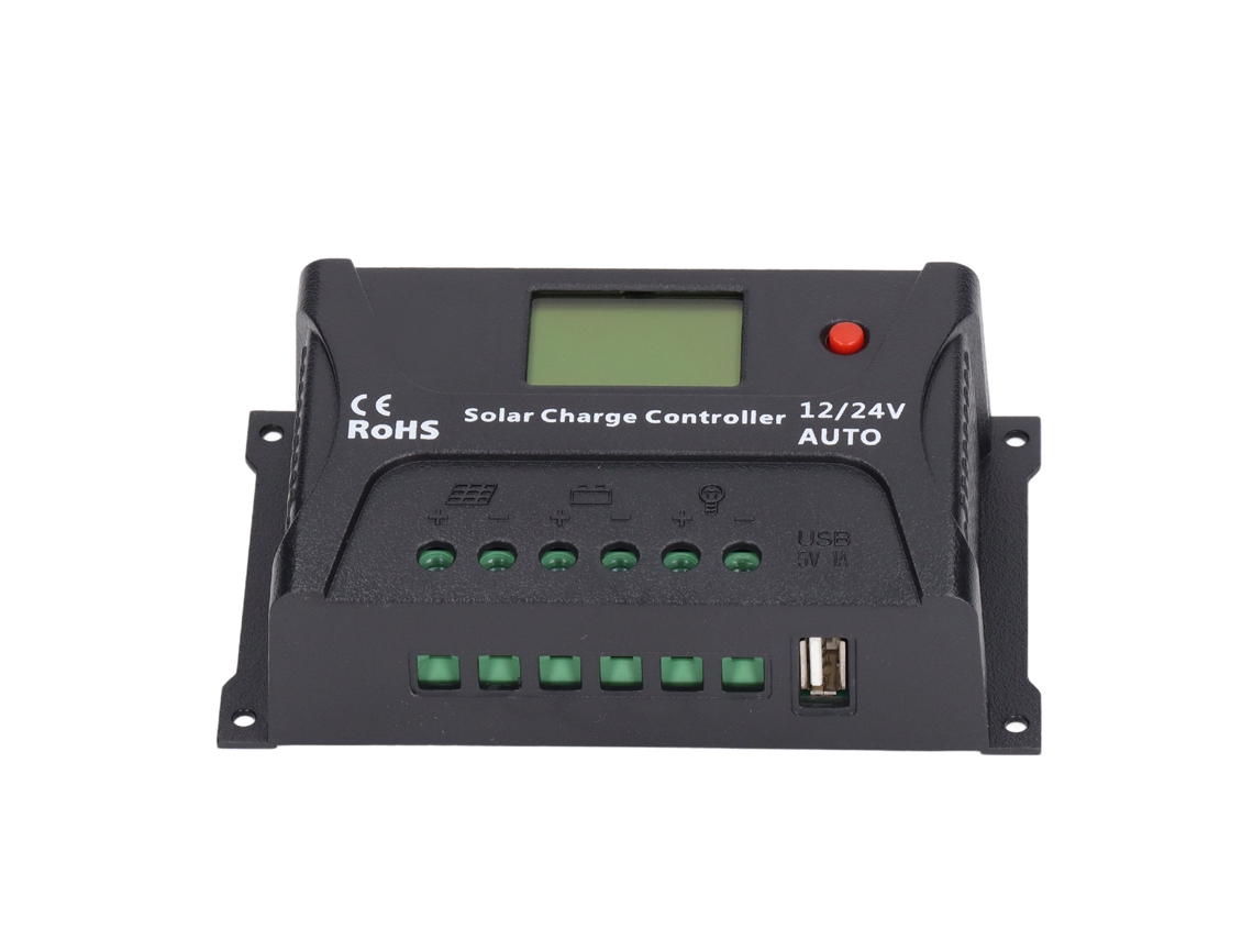 Controlador de Carga Solar Pwm Inteligente 20a 12v 24v Con Identificación Automática, Usb Y Pantalla Led