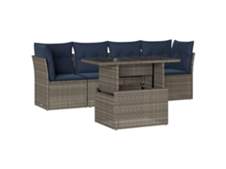 Conjunto de Sofá de Jardim, 5 Peças, Almofadas, Rattan Cinza MAISON EXCLUSIVE