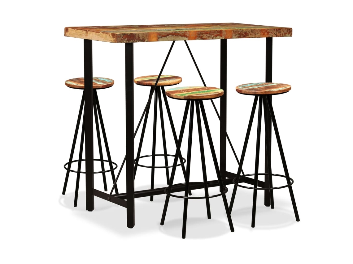 Vidaxl Conjunto De Bar 5 Pcs Madeira Recuperada Maciça