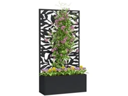 Vaso Retangular Grande com Treliça e Painel de Privacidade, 61 X 23 X 113 Cm, Preto CHEZMOI