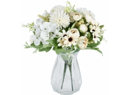Buquê de Flores Artificiais com 2 Peças de Peônias Brancas Artificiais, Hortênsias e Cravos. AQUAFORGE
