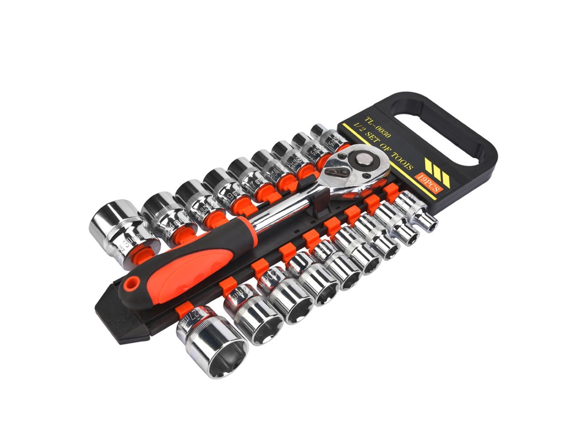 Kit de Ferramentas Chave de Rato e Soquete 19pcs AÇO CROMO vanádio