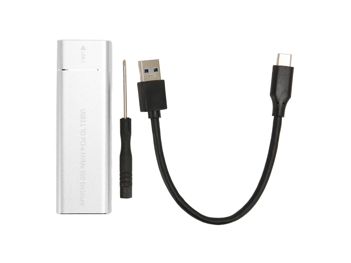 Invólucro SSD M.2 NVMe 10Gbps USB 3.1 Type C, para 2230/2242/2260/2280, Prata
