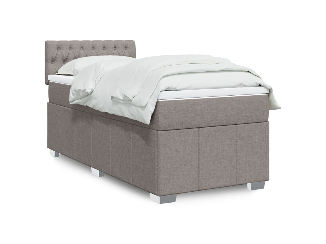 Vidaxl Cama Com Molas/colchão 100x200 Cm Tecido Cinza-acastanhado