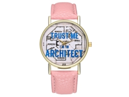 Relógio de pulso feminino de quartzo, moderno e elegante, rosa.