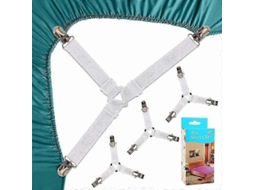 Lurelia Fivelas Para Lençol 4 Peças Nylon Metal Ajustável Elástico Triângulo Resistente Colcha Colchão Cama Branco Reforçados