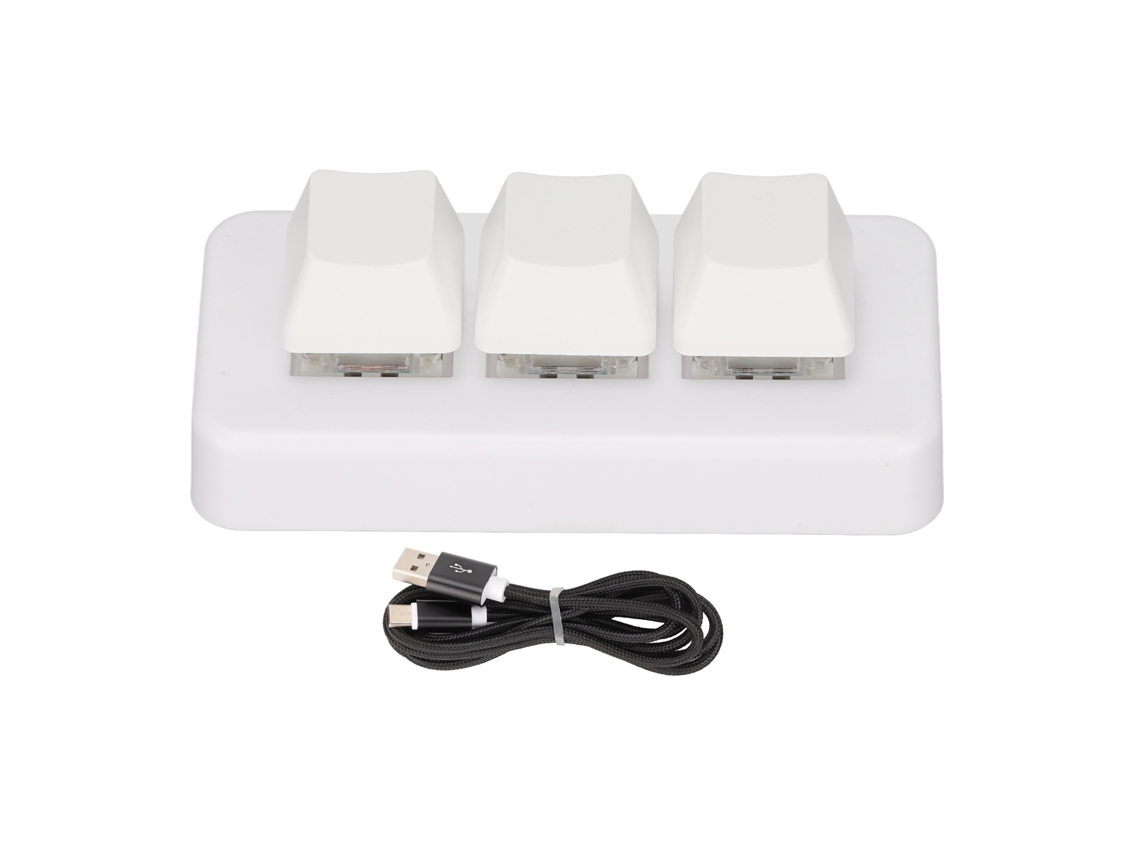 Mini teclado mecânico programável RGB de 3 teclas, Usb plug and play, branco, Osu | S/MARCA