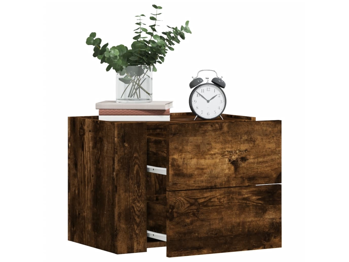 Vidaxl Mesa De Cabeceira De Parede 45x30x35 Cm Carvalho Fumado
