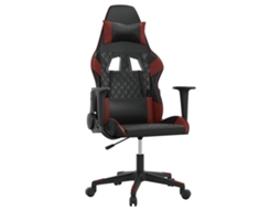 VIDAXL Cadeira Gaming Massagens Couro Artificial Preto/Vermelho Tinto