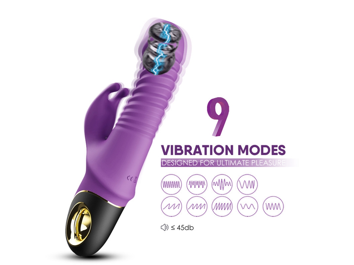 Vibrador de Coelho Rotação Telescópica Automática de 360 Brinquedo Sexual Masturbador para Mulheres Roxo YIZHOOD