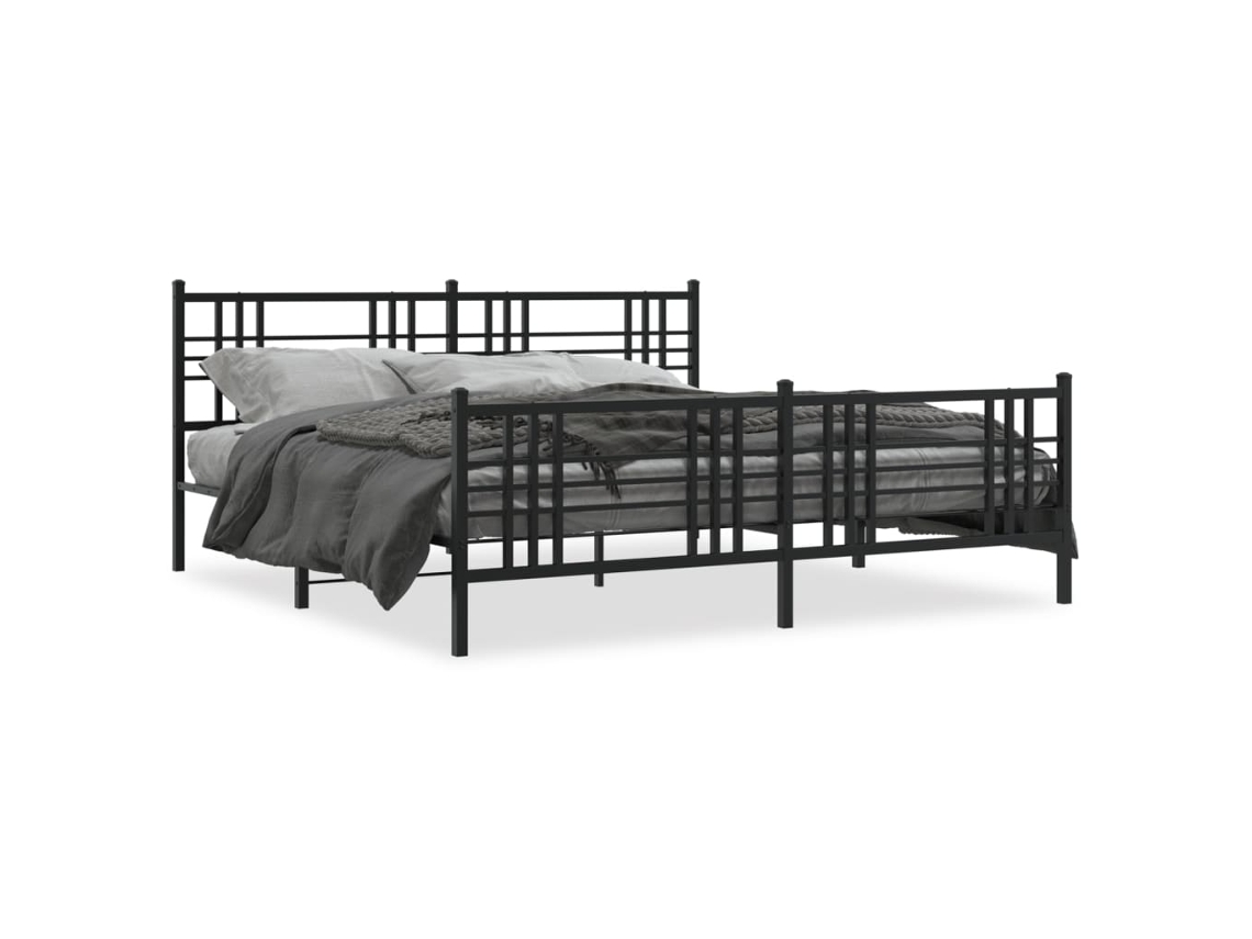 Bed Frame, Bed Frames Vidaxl Preto Aço (183 X 213 Cm)