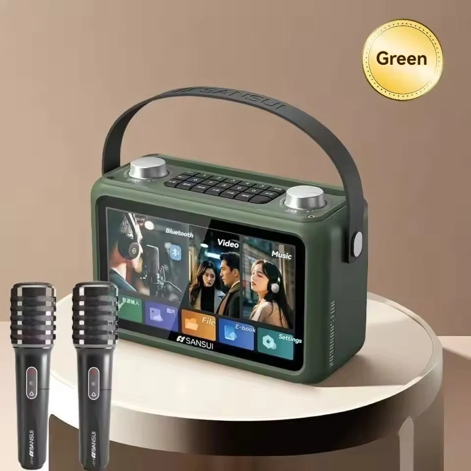 Caixa de Som Bluetooth para Karaokê , Compatível com Cartão Tf, Rádio Fm e Entrada Aux. MDUG (verde Militar)