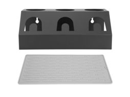 Escorredor de garrafas doméstico com 3 furos, suporte para flocos e escorredor de almofada Sodastream (preto) - aquaforge