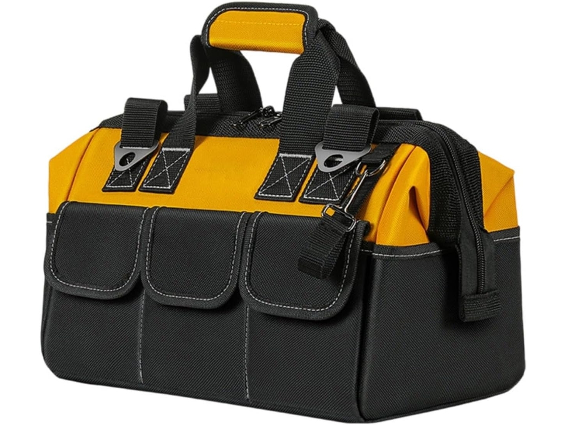 Bolsa de ferramentas Oxford de grande capacidade, com ampla abertura, ideal para eletricistas. Tamanhos: 14, 16 e 18 polegadas.