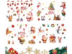 Adesivos De Natal Para Janela - 4 Folhas - Papai Noel E Alce |