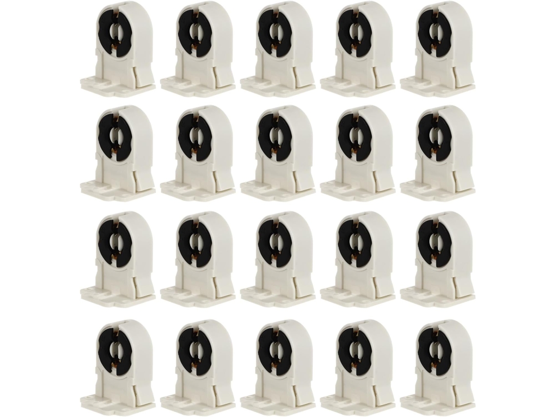 Suporte Para Lâmpada Fluorescente T8 Resistente Ao Calor, 1,41 X 1,10 X 0,86 Polegadas, 20 Unidades