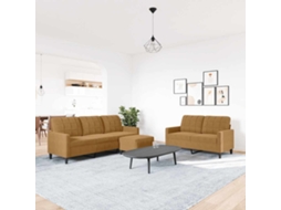 Vidaxl 3 Pcs Conjunto De Sofás Com Almofadões Veludo Castanho