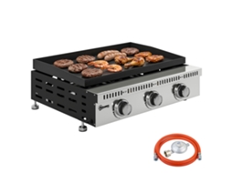 Grelha A Gás Portátil De Mesa Com Bandeja Recolhe Gordura, Cor Preta.