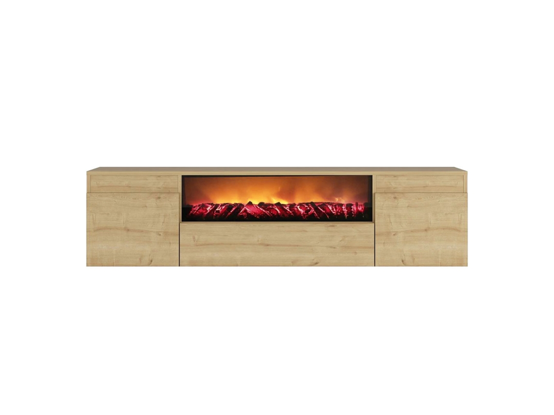 Pyro Suporte De Tv Com Lareira Led Com Aparência De Madeira De 180cm Concept U
